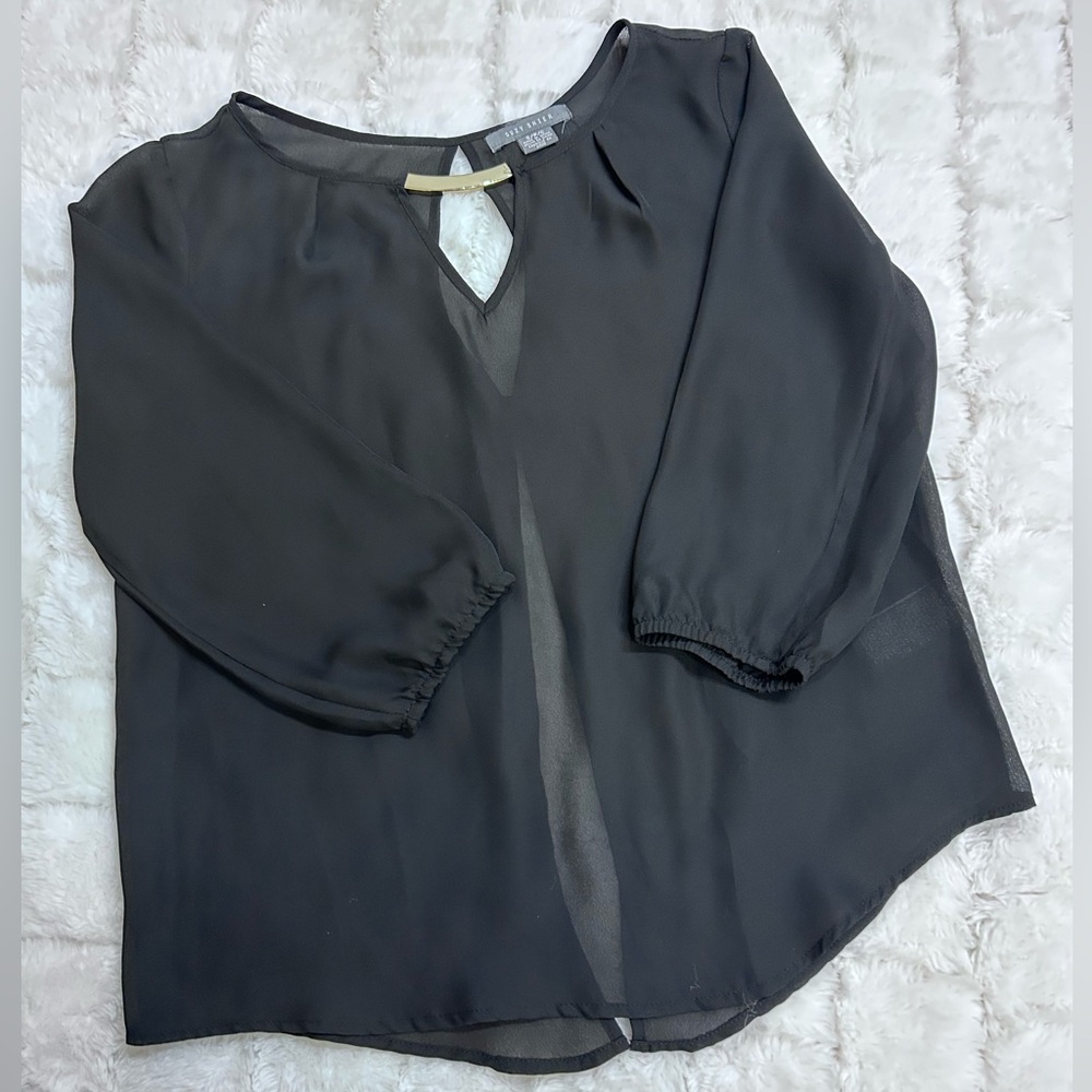 Suzy‎ Shier Women’s Black See Through Tops Open Back with Bow Size S/P